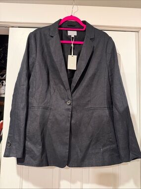 Pure Collection Single-Button linen black Blazer 14-16 NWT